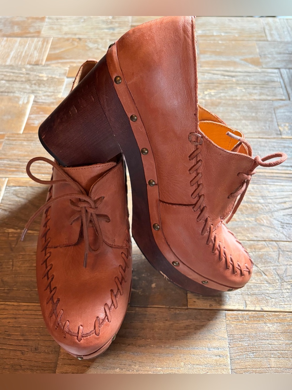 Anthropologie Latigo Wren Heeled Loafer Clogs Sienna